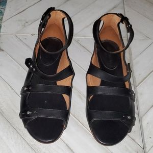 Madewell Size 8.5 Black Leather Open Toe Ballet